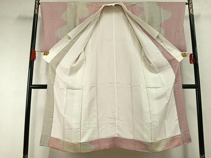 平和屋着物●長襦袢　袷　よろけ縞　正絹　逸品　AABI1808fy