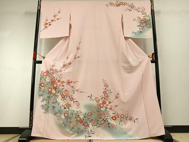 平和屋着物●訪問着　枝花文　暈し染め　金彩　正絹　逸品　AABI1809fy