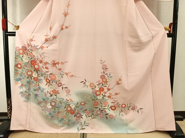 平和屋着物●訪問着　枝花文　暈し染め　金彩　正絹　逸品　AABI1809fy