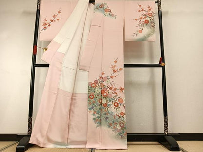 平和屋着物●訪問着　枝花文　暈し染め　金彩　正絹　逸品　AABI1809fy