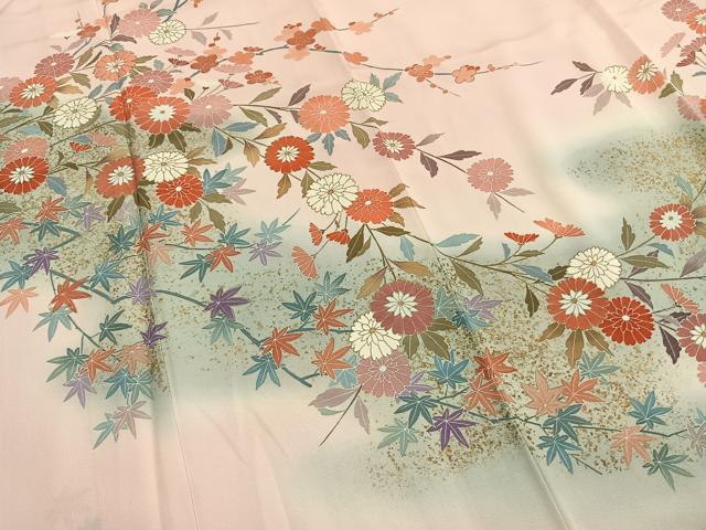 平和屋着物●訪問着　枝花文　暈し染め　金彩　正絹　逸品　AABI1809fy