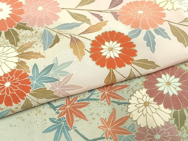 平和屋着物●訪問着　枝花文　暈し染め　金彩　正絹　逸品　AABI1809fy