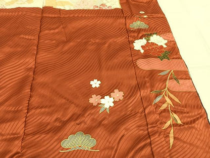 平和屋着物●豪華振袖　駒刺繍　花蝶文　暈し染め　金彩　仮絵羽　逸品　未使用　AABI1810fy