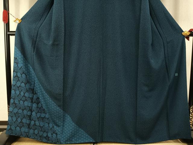 平和屋着物●訪問着　藍　籠目文　正絹　逸品　AABI1813fy