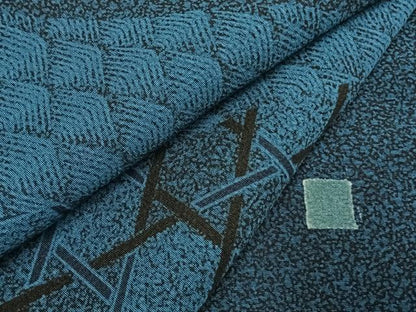 平和屋着物●訪問着　藍　籠目文　正絹　逸品　AABI1813fy
