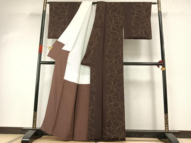 平和屋着物●上質な小紋　舞蝶文　正絹　逸品　AABI1814fy
