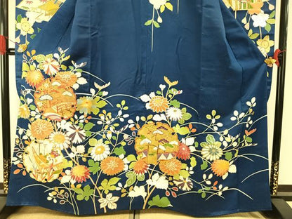 平和屋着物●創業460年・千總　振袖　友禅　駒刺繍　雪輪花文　金銀糸　金銀彩　正絹　逸品　AABI1816fy