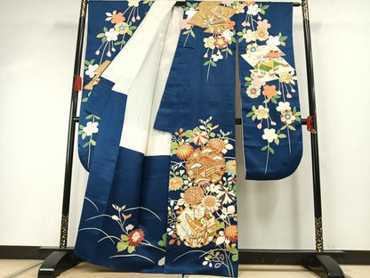 平和屋着物●創業460年・千總　振袖　友禅　駒刺繍　雪輪花文　金銀糸　金銀彩　正絹　逸品　AABI1816fy
