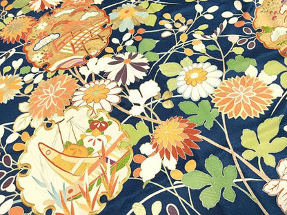 平和屋着物●創業460年・千總　振袖　友禅　駒刺繍　雪輪花文　金銀糸　金銀彩　正絹　逸品　AABI1816fy