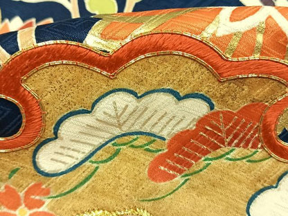 平和屋着物●創業460年・千總　振袖　友禅　駒刺繍　雪輪花文　金銀糸　金銀彩　正絹　逸品　AABI1816fy