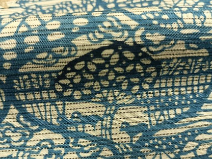 平和屋着物●上質な紬　本藍　型染め　花鳥風景文　正絹　逸品　AABI1821fy