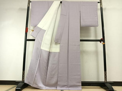 平和屋着物●上質な色無地　牡丹鼠色　正絹　逸品　AABI1824fy