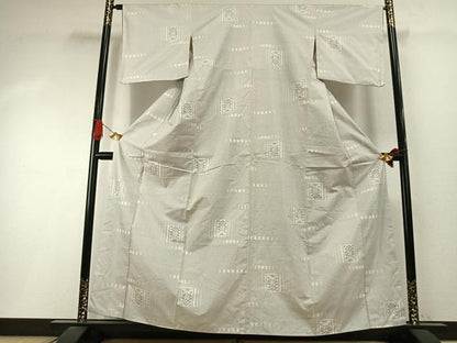 平和屋着物●本場大島紬　白大島　カタス7マルキ　色紙花文　やまと誂製　正絹　逸品　AABI1825fy