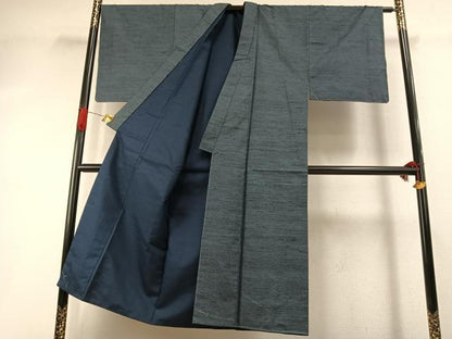 平和屋着物●男性　信州紬　アンサンブル　草木染　手織　反端付き　正絹　逸品　AABI1826fy