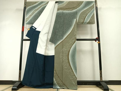 平和屋着物●訪問着　流水文　暈し染め　正絹　逸品　AABI1827fy