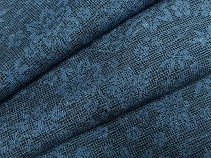 平和屋着物●結城紬　藍染　草花文　証紙付き　正絹　逸品　AABI1828fy
