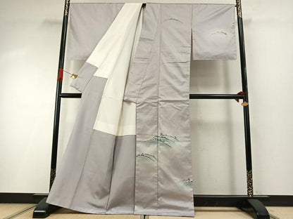 平和屋着物●本場縞大島紬　染大島　訪問着　作家物　風景文　織工房藤山謹製　証紙付き　正絹　逸品　未使用　AABI1829fy