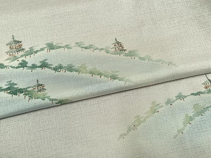 平和屋着物●本場縞大島紬　染大島　訪問着　作家物　風景文　織工房藤山謹製　証紙付き　正絹　逸品　未使用　AABI1829fy