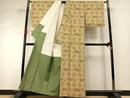 平和屋着物●上質な紬　琉球絣　正絹　逸品　AABI1831fy
