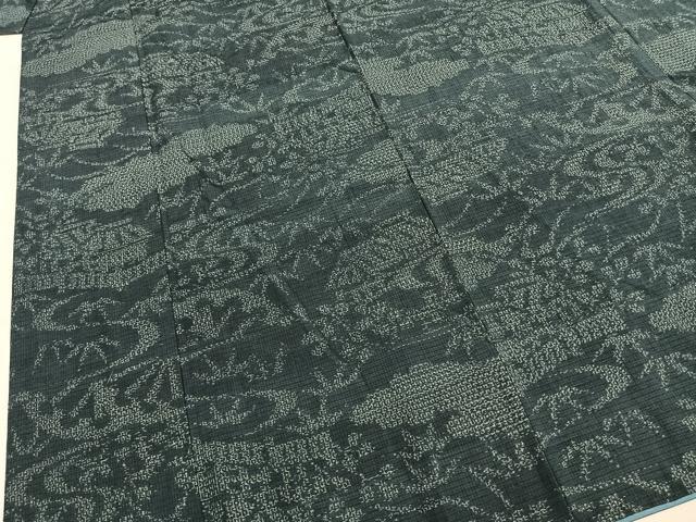 平和屋着物●結城紬　80亀甲　風景文　正絹　逸品　AABI1832fy