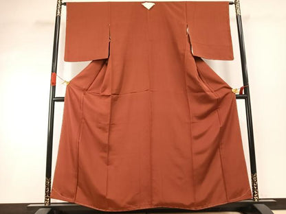 平和屋着物●上質な色無地　栗梅色　正絹　逸品　未使用　AABI1839fy