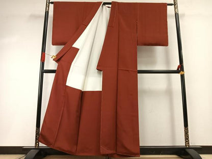 平和屋着物●上質な色無地　栗梅色　正絹　逸品　未使用　AABI1839fy