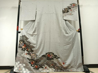 平和屋着物●訪問着　辻が花　金彩　ロング丈　正絹　逸品　AABI1842fy