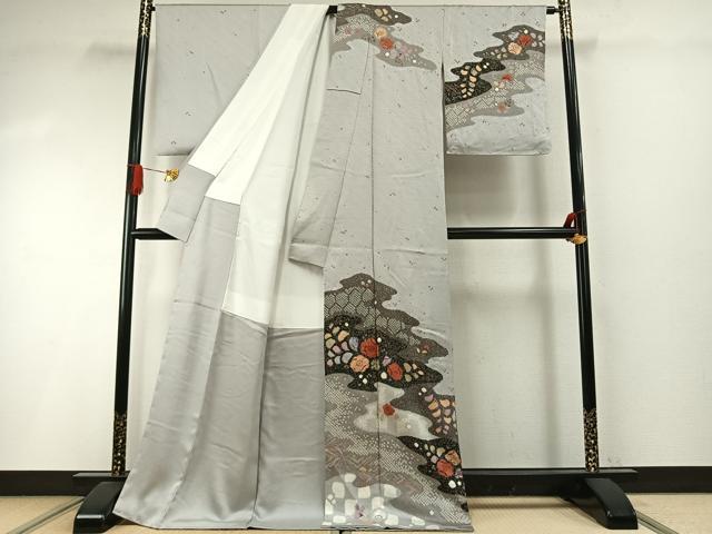 平和屋着物●訪問着　辻が花　金彩　ロング丈　正絹　逸品　AABI1842fy
