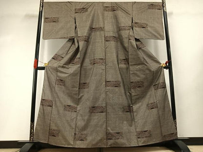 平和屋着物●本場大島紬　カタス9マルキ　幾何学文様　正絹　逸品　未使用　AABI1843fy