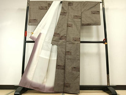 平和屋着物●本場大島紬　カタス9マルキ　幾何学文様　正絹　逸品　未使用　AABI1843fy