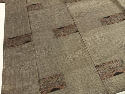 平和屋着物●本場大島紬　カタス9マルキ　幾何学文様　正絹　逸品　未使用　AABI1843fy
