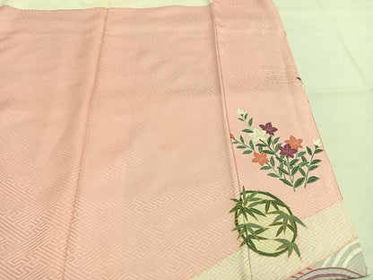 平和屋着物●豪華振袖　駒刺繍　草花文　暈し染め　金彩　正絹　逸品　AABI1845fy