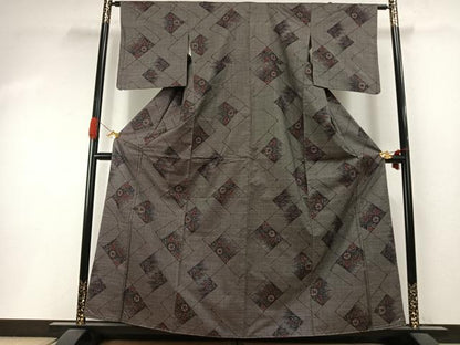 平和屋着物●本場大島紬　一元絣　草花文　正絹　逸品　未使用　AABI1848fy
