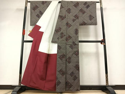 平和屋着物●本場大島紬　一元絣　草花文　正絹　逸品　未使用　AABI1848fy
