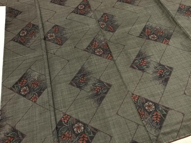 平和屋着物●本場大島紬　一元絣　草花文　正絹　逸品　未使用　AABI1848fy