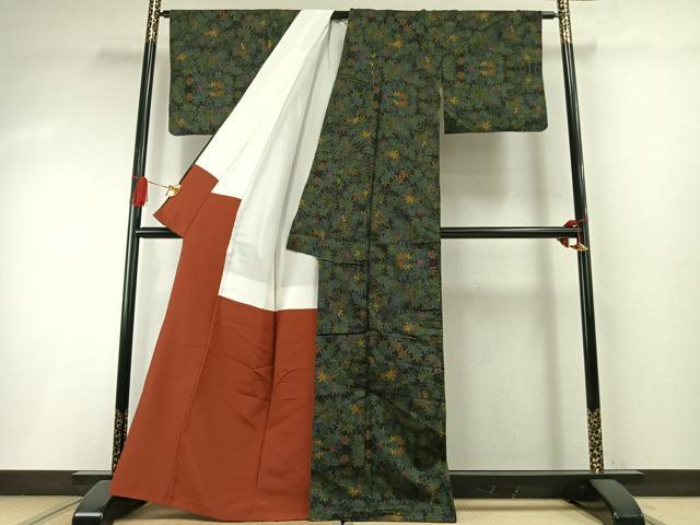 平和屋着物●本場大島紬　一元7マルキ　舞葉文　正絹　逸品　AABI1849fy