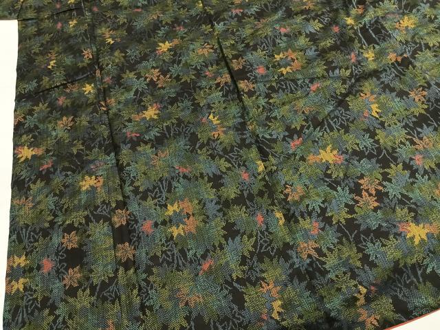 平和屋着物●本場大島紬　一元7マルキ　舞葉文　正絹　逸品　AABI1849fy