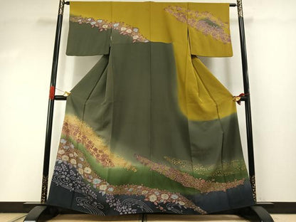 平和屋着物●訪問着　辻が花　暈し染め　金彩　正絹　逸品　AABI1851fy