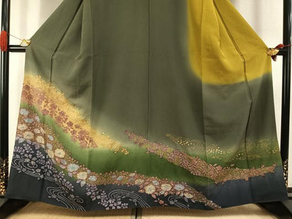 平和屋着物●訪問着　辻が花　暈し染め　金彩　正絹　逸品　AABI1851fy