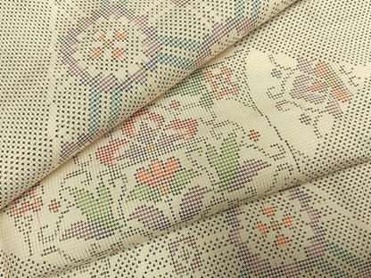 平和屋着物●本場大島紬　白大島　カタス7マルキ　切嵌花文　正絹　逸品　AABI1852fy