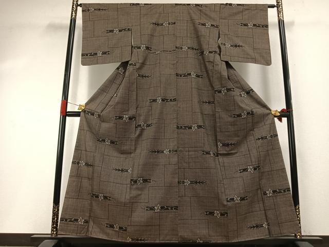 平和屋着物●本場大島紬　一元絣　花唐草文　正絹　逸品　未使用　AABI1854fy