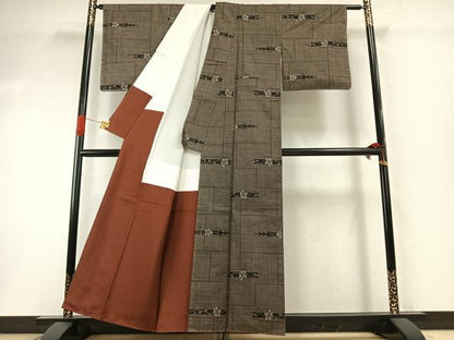 平和屋着物●本場大島紬　一元絣　花唐草文　正絹　逸品　未使用　AABI1854fy