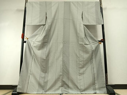 平和屋着物●お召　間道　ロング丈　正絹　逸品　AABI1855fy