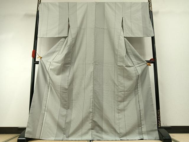 平和屋着物●お召　間道　ロング丈　正絹　逸品　AABI1855fy