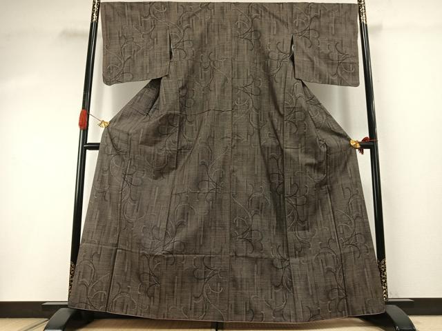 平和屋着物●本場大島紬　カタス7マルキ　唐草文　正絹　逸品　AABI1857fy