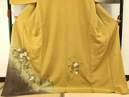 平和屋着物●京の匠日展作家　丹下雄介　訪問着　手描き　草花文　暈し染め　金彩　やまと誂製　ロング丈　正絹　逸品　AABI1859fy