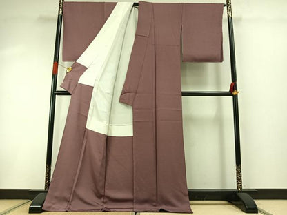 平和屋着物●上質な色無地　紅藤色　ロング丈　正絹　逸品　未使用　AABI1860fy