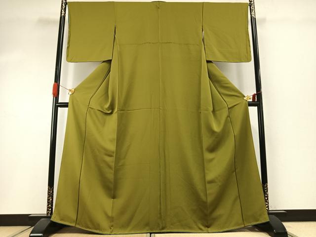 平和屋着物●ファッションデザイナー　KENZO KIMONO　高田賢三　色無地　菜種油色　正絹　逸品　未使用　AABI1861fy