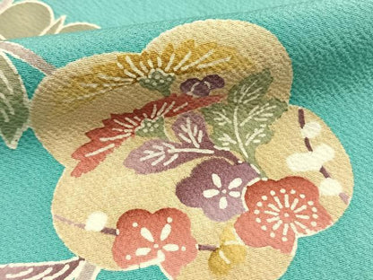 平和屋着物●上質な小紋　型染め　花唐草文　正絹　逸品　未使用　AABI1863fy