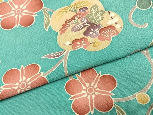 平和屋着物●上質な小紋　型染め　花唐草文　正絹　逸品　未使用　AABI1863fy